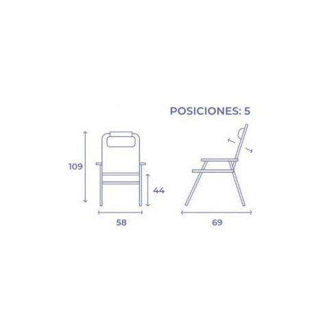 SILLA PLEGABLE 5 POSICIONES 69X58X109...