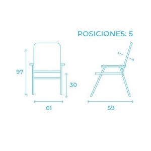 SILLA PLEGABLE 5 POSICIONES ALUMINIO...