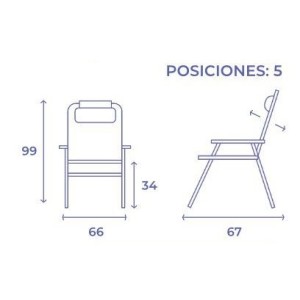 SILLA PLEGABLE 5 POSICIONES ALUMINIO...