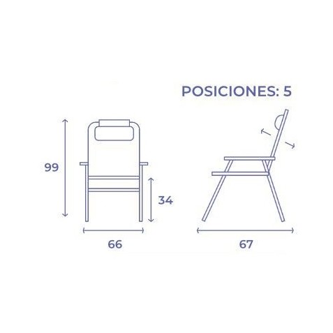 SILLA PLEGABLE 5 POSICIONES ALUMINIO...