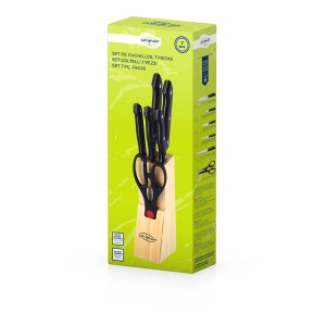 SET 7 CUCHILLOS +TIJERA INOX EN BASE...