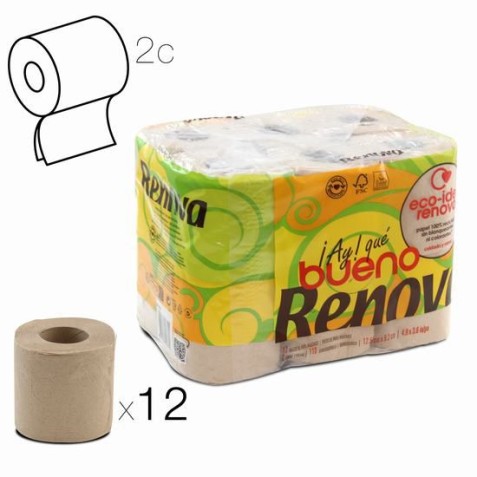 PACK 12 ROLLOS PAPEL HIGIENICO DOBLE...