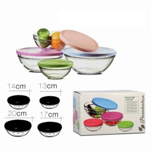 SET 4 BOL CRISTAL CON TAPA COLORES...