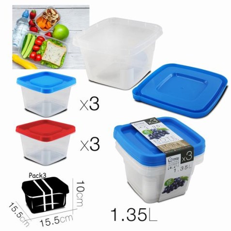 SET 3 TUPPER PLASTICO CUADRADO URBAN...
