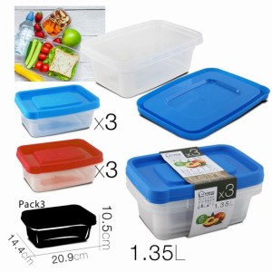 SET 3 TUPPER PLASTICO RECTANGULAR...