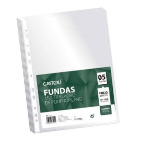 BOLSA DE 5 FUNDAS FOLIO 90 MICRAS ACABADO CRISTAL CASTERLI
