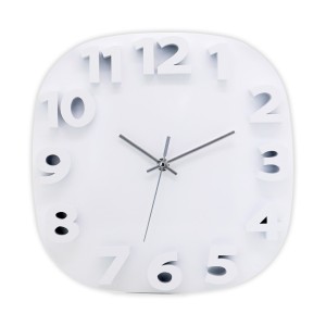 RELOJ DE PARED 3D CUADRADO BLANCO 30.5CM