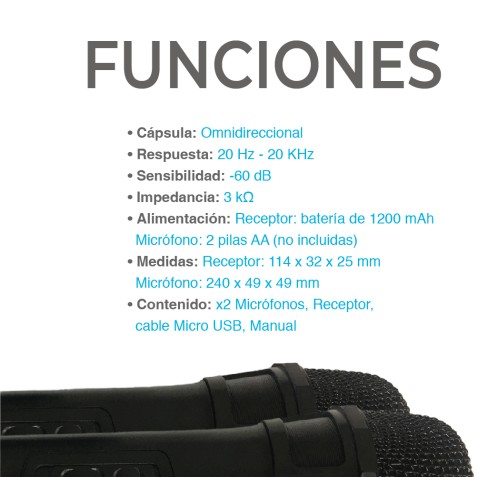 PACK 2 MICROFONOS INALAMBRICOS MICONE...