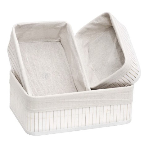 SET 3 CESTAS BAMBU WHITE CONFORTIME