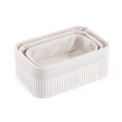 SET 3 CESTAS BAMBU WHITE CONFORTIME
