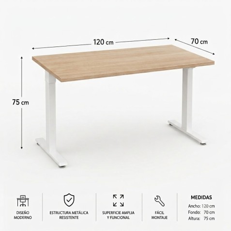 MESA DE OFICINA 120X70X75CM NOGAL CROMAD