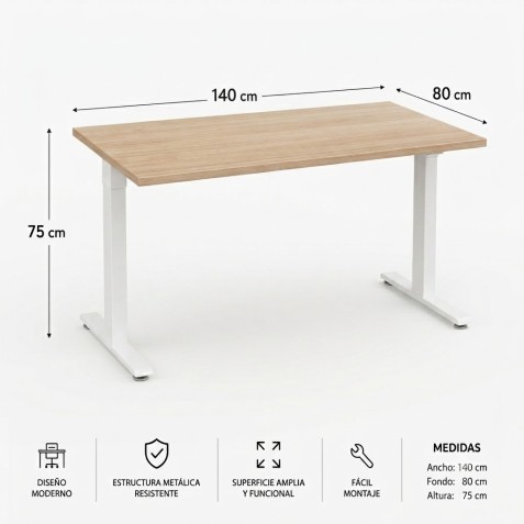 MESA DE OFICINA 140X80X75CM NOGAL CROMAD
