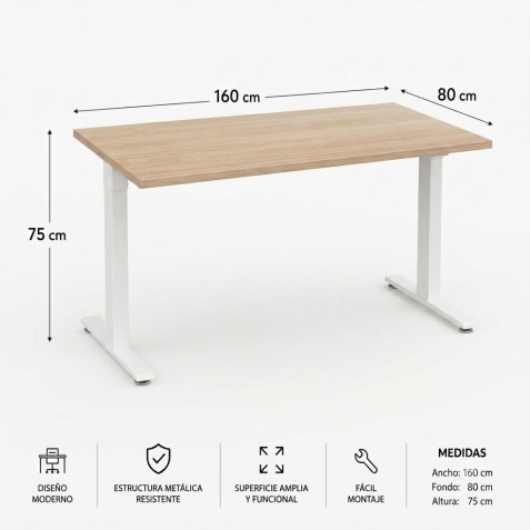MESA DE OFICINA 160X80X75CM NOGAL CROMAD