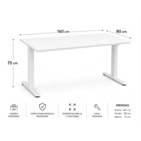 MESA DE OFICINA 160X80X75CM BLANCA...
