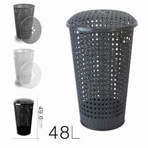CESTA ROPA REDONDA CON TAPA 48 LITROS...