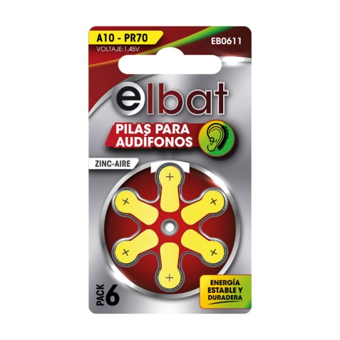 PILAS AUDIFONO A10 PR70 1.45V 6UD ELBAT