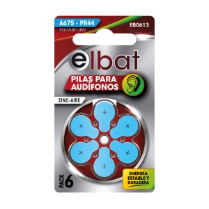 PILAS AUDIFONO A675 PR44 1.45V 6UD ELBAT