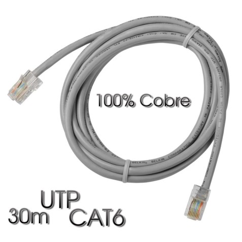 CABLE DE RED UTP CAT 6 30M GRIS CLARO...