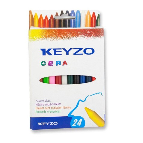 CAJA 24 CERAS COLORES VIVOS KEYZO