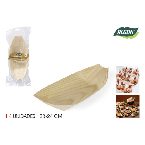 PACK 4 CUENCOS MADERA PARA TAPAS 23CM...