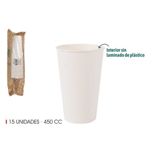 SET 15 VASO BLANCO CARTON 450CC ALGON