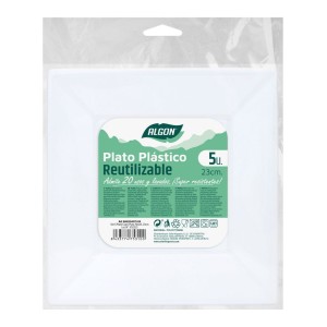 SET 5 PLATOS CUADRADOS REUTILIZABLE BLANCA ALGON