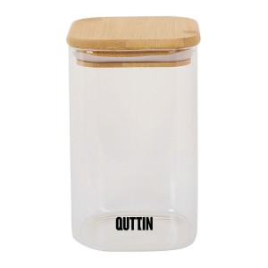 TARRO CUADRADO CON TAPA DE BAMBU 720ML QUTTIN