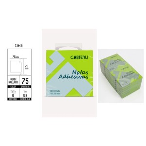 BLOC 100 NOTAS ADHESIVAS 75X75MM VERDE BRILLANTE CASTERLI
