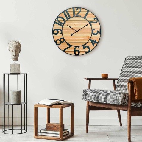 RELOJ PARED VINTAGE NEGRO/MADERA...