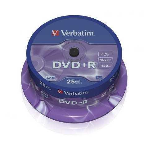 TARRINA 25 UNIDADES DVD+R VERBATIM...