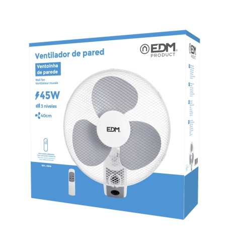 VENTILADOR PARED BLANCO 45W Ø ASPAS...
