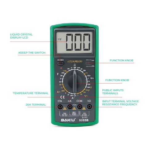 MULTIMETRO DIGITAL BAKU 9205B