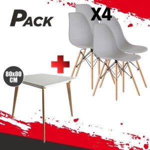 MESA DESIGN D900 80X80CM BLANCA + 4...