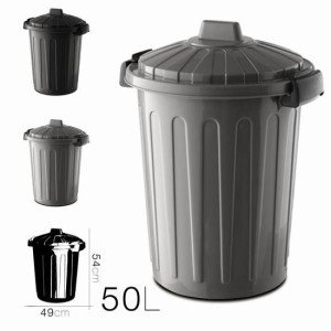 REACONDICIONADO CUBO DE BASURA CON TAPA GRIS 50 LITROS OSKAR