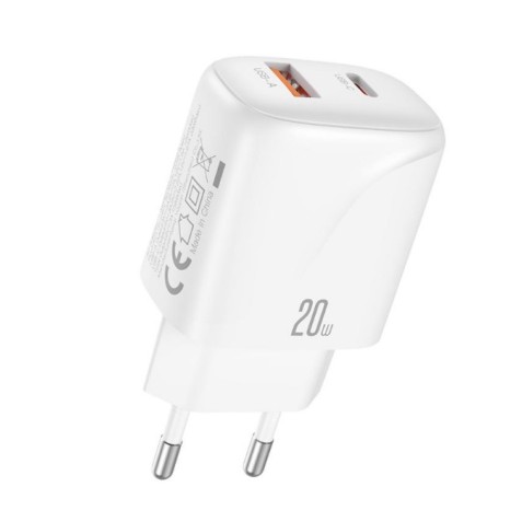 CARGADOR USB+USB-C 20W L158 BLANCO XO