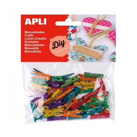 PACK DE 45 MINI PINZAS DE MADERA DE...