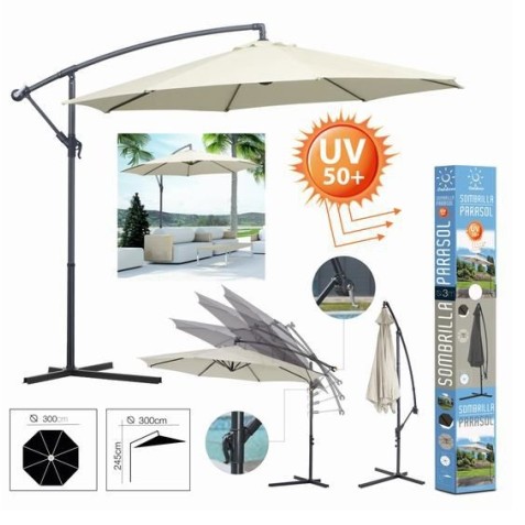 SOMBRILLA EXCENTRICA BEIGE 300CM