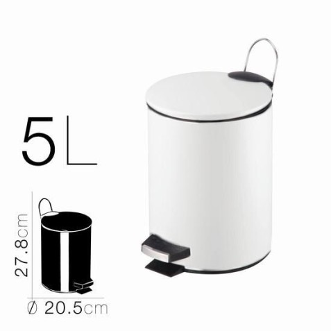 PAPELERA METALICA CON PEDAL BLANCA...