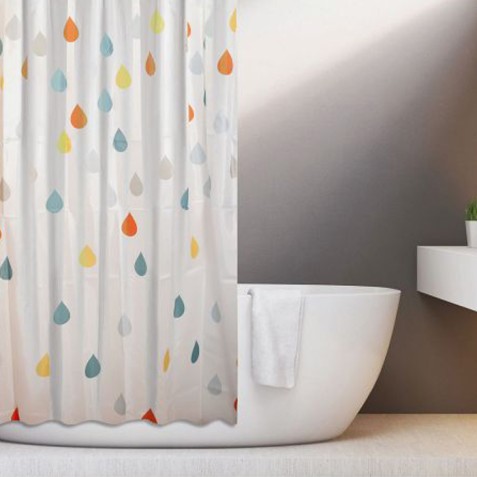 CORTINA DE BAÑO 100% POLIESTER GOTAS HBS