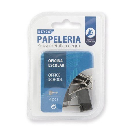 PACK 4 PINZAS METÁLICAS NEGRAS Nº4 KEYZO