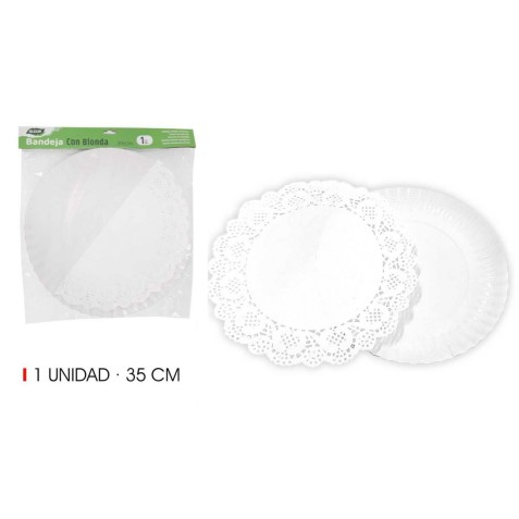BANDEJA REDONDA CON BLONDA 35CM ALGON