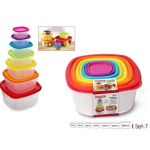 SET DE 7 TUPPERS CUADRADOS APILABLES PRIVILEGE