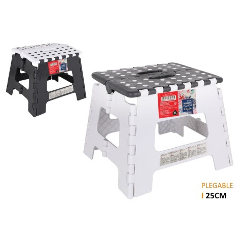 TABURETE PLEGABLE 25CM BLANCO/NEGRO...