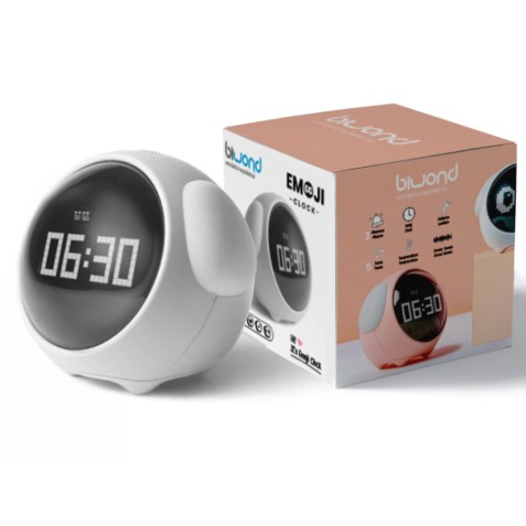 RELOJ DESPERTADOR EMOJI CLOCK BLANCO