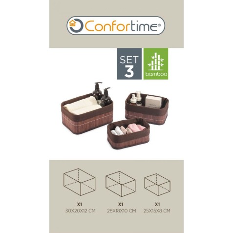 SET 3 CESTAS BROWN BAMBU CONFORTIME