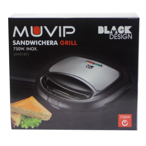 SANDWICHERA INOX GRILL 750W NEGRA MUVIP