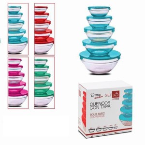SET 5 TUPPER CRISTAL REDONDOS...