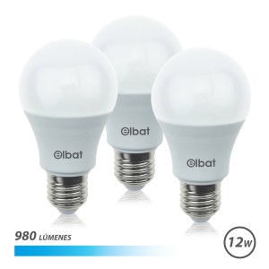PACK 3 BOMBILLAS LED A60 | 12W | 980LM | E27 | LUZ FRIA | ELBAT