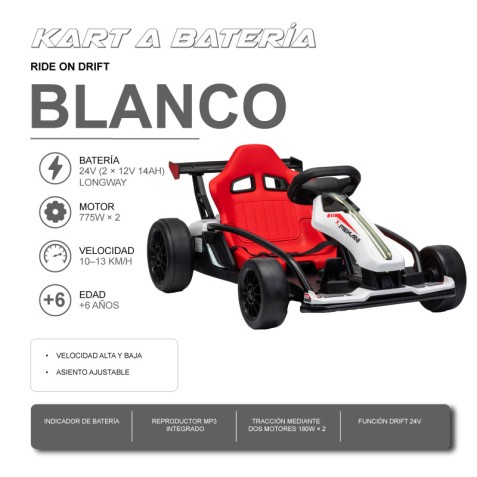 KART A BATERIA RIDE ON DRIFT BLANCO