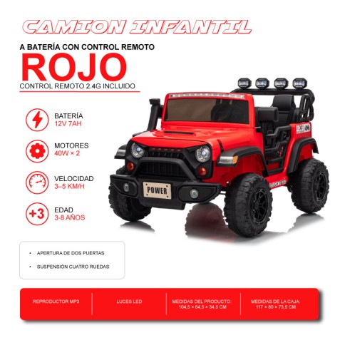 COCHE INFANTIL A BATERIA CON CONTROL...